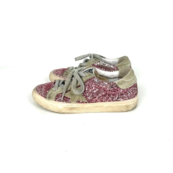 Authentic Kids’ Golden Goose Girls’ Pink Glittered May Sneakers 31, 13 - Picture 3 of 11